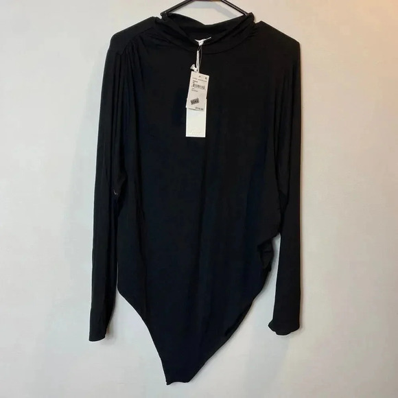 NWT Good American Ruched Side Turtleneck Bodysuit Long Sleeve Black Plus 4XL - Picture 2 of 7